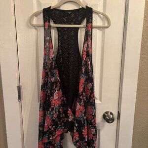 Floral vest with lace racerback